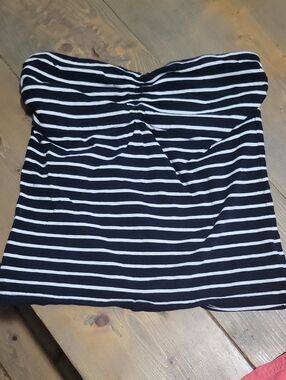 Forever 21 Navy and White Striped Tube Top